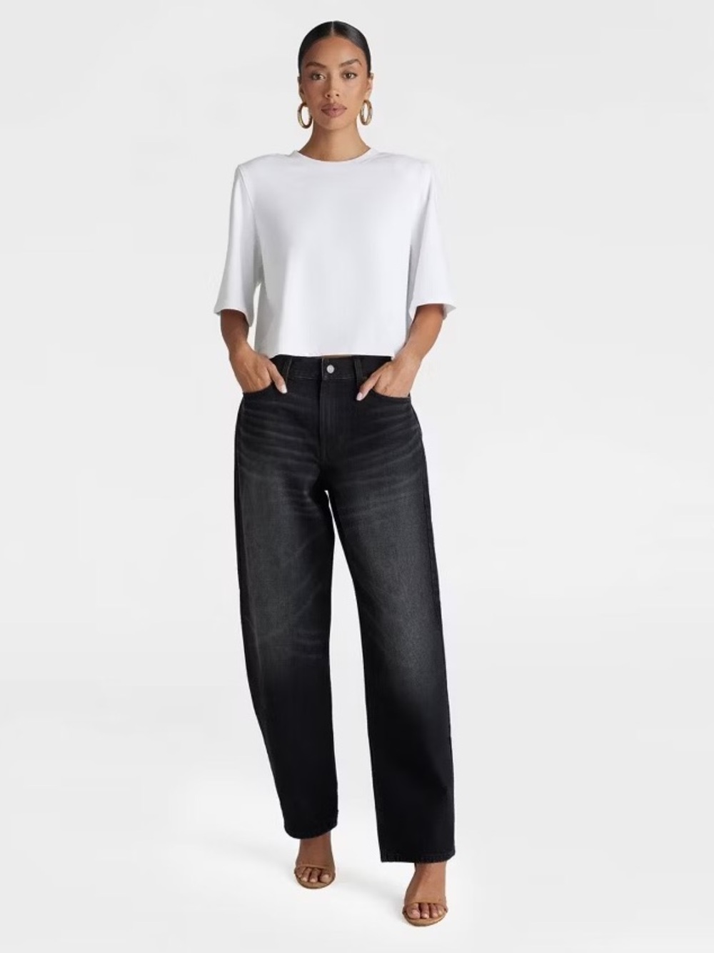 KBB by Kahlana Barrel Leg Black Jeans
